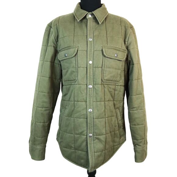 FOSSIL Vintage Y2K Green Quilted Canvas Barn Chore Jacket Fall Snap Medium - Picture 1 of 9